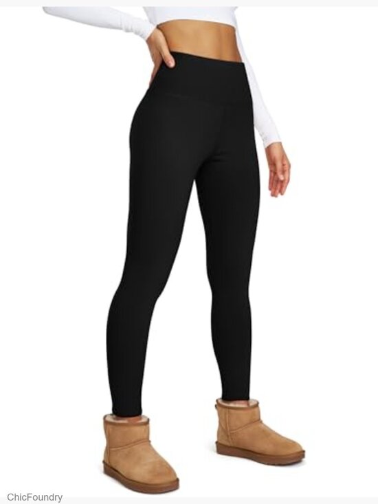 Thick Fleece Lined Leggings High Waisted Tummy Control Thermal Winter Yoga Pants - Picture 2 of 7